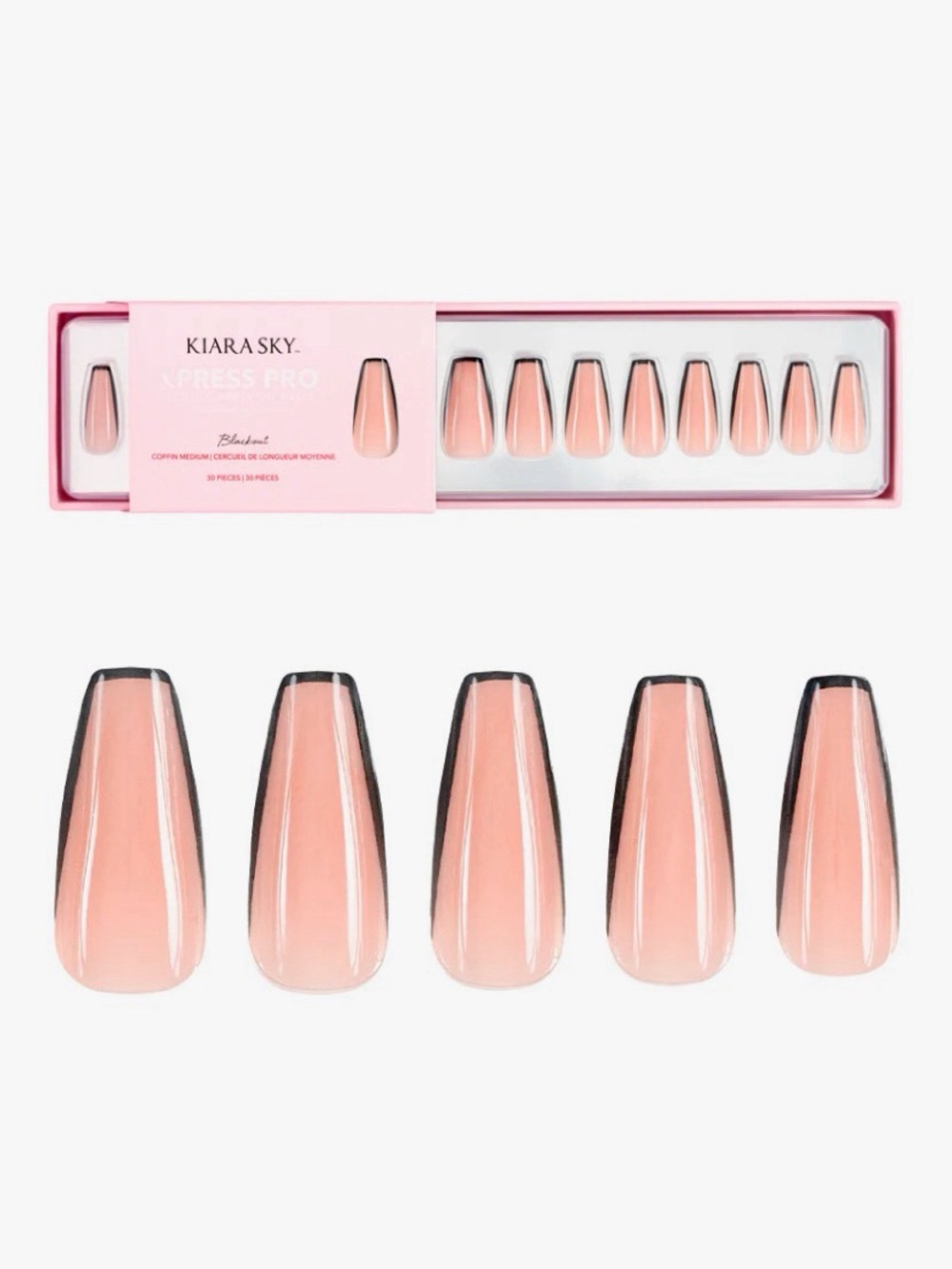 Kiara Sky Medium Coffin XPRESS PRO 100% Acrylic Press On Nails 30 Piece Kit
